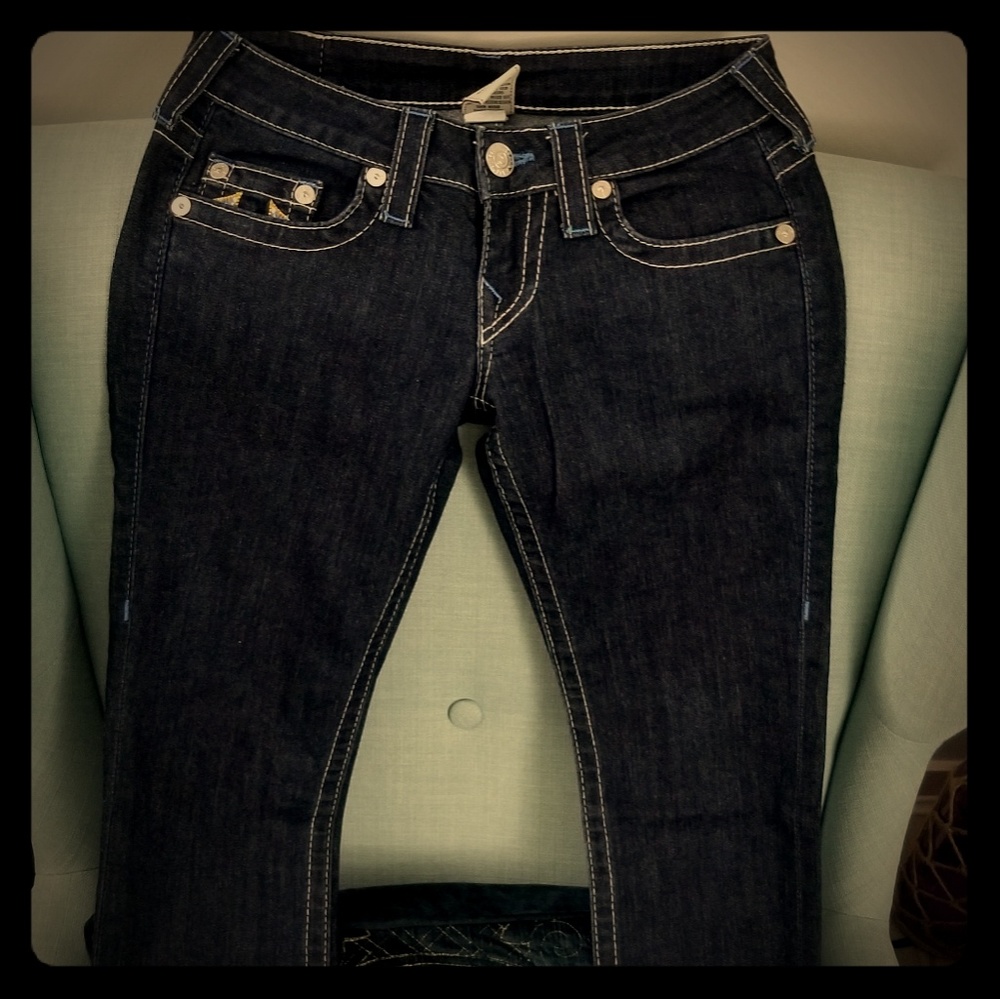 True Religion Straight Fit Dark Wash Jeans, sz 26